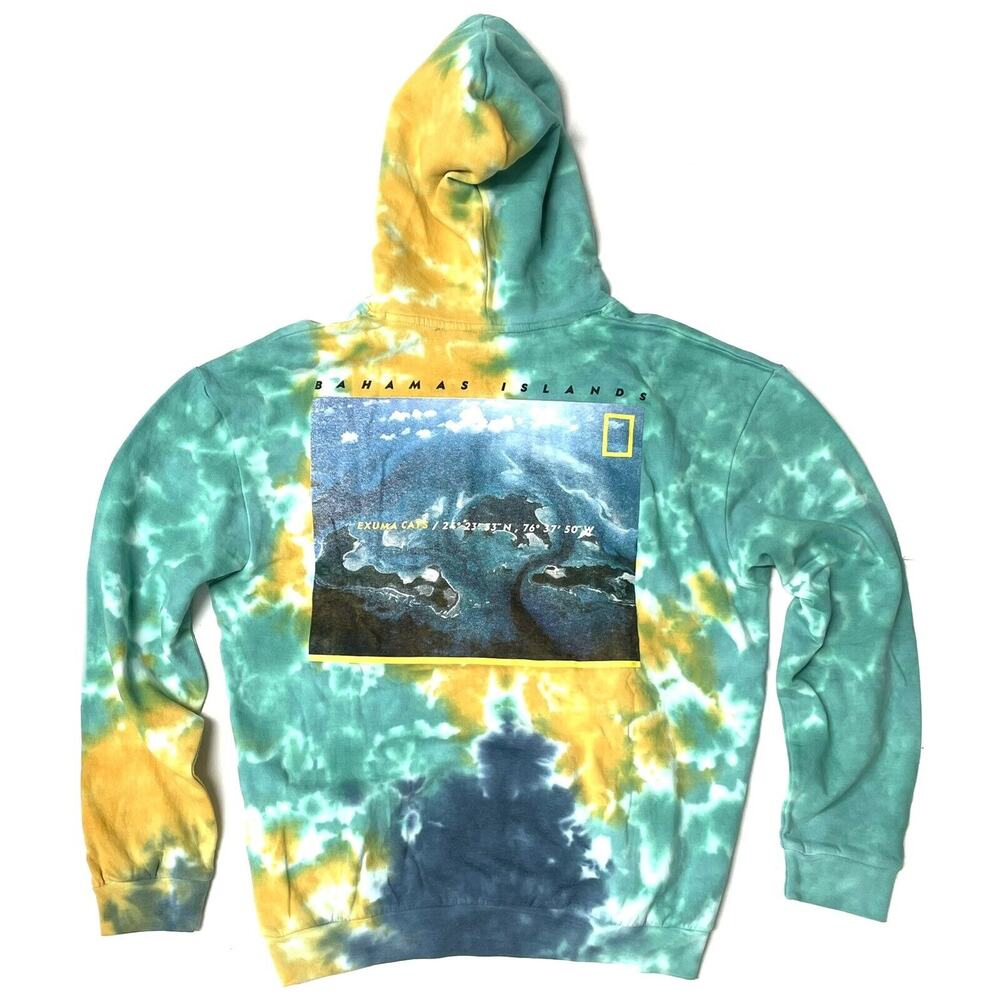 Bahamas Islands Hoodie Mens Size M Medium NAT GEO Tie Dye National Geographic